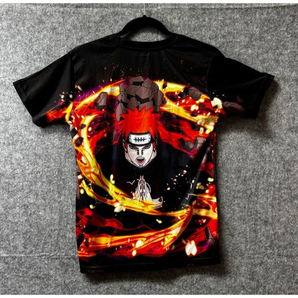 Naruto Shippuden Pain Akatsuki T-Shirt Men’s M Black Anime All Over Print